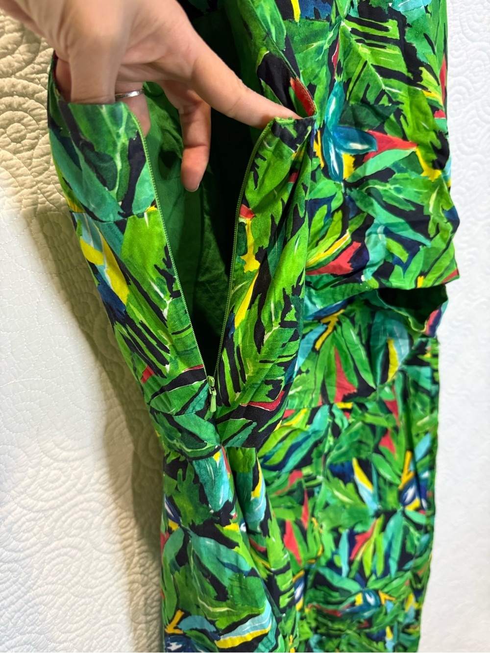 Emily and Fin Tropical Green XXL Sleeveless Maxi Jumpsuit Cocktail Resortwear - Picture 8 of 16